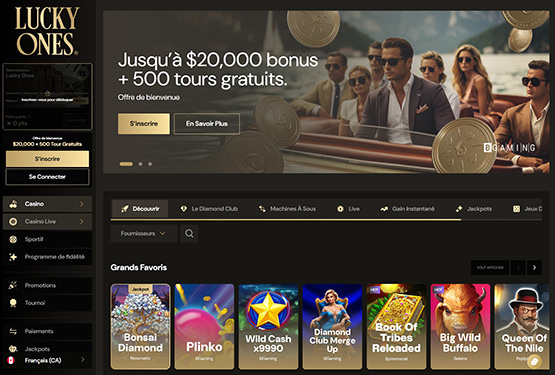 Page principale du casino LuckyOnes