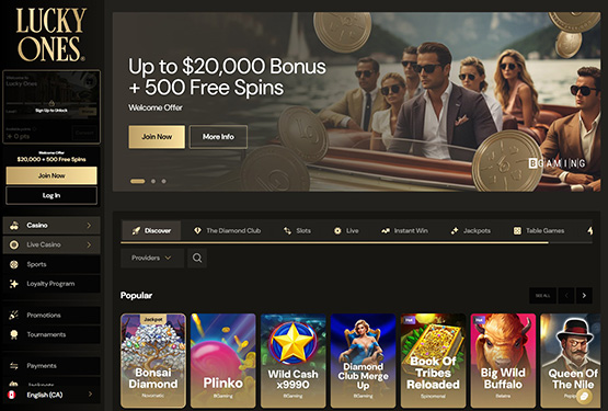 LuckyOnes Casino Main Page