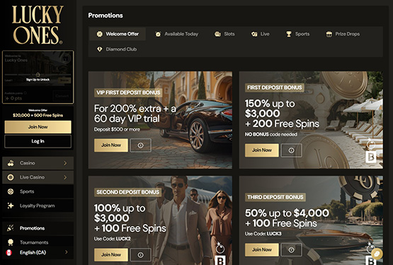 LuckyOnes Casino Promotions Page