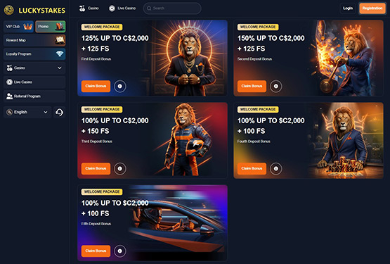 Luckystakes Casino Promotions Page
