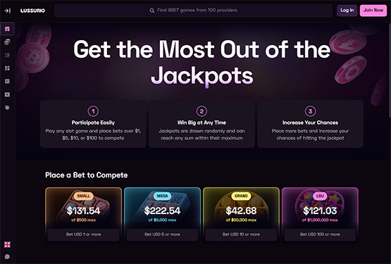 Lussurio Casino Jackpots Page