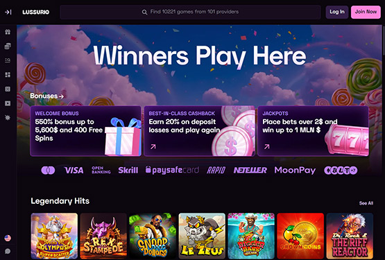 Lussurio Casino Main Page