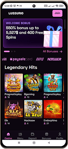 Lussurio Casino Mobile Screenshot