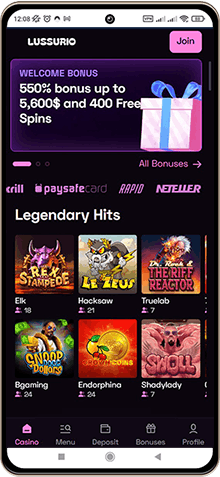 Lussurio Casino Mobile Screenshot