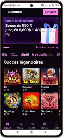 Lussurio Casino sur mobile