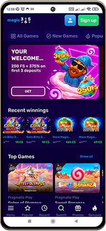 Magic365 Casino Mobile Screenshot