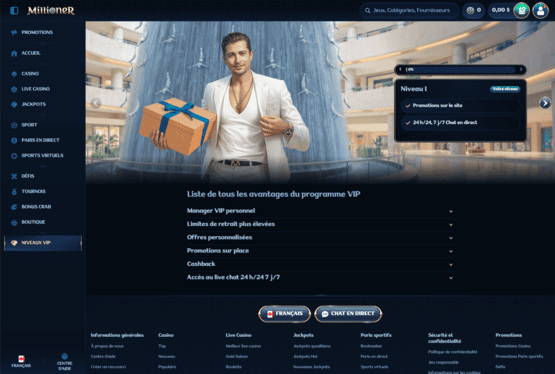 Millioner casino vip page de programmation