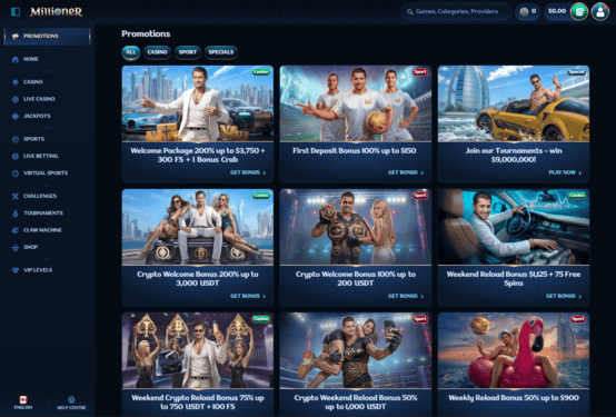 Millioner casino promotions page