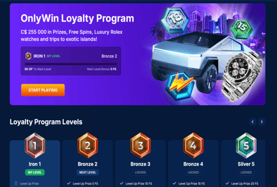 Onlywin casino vip programm page