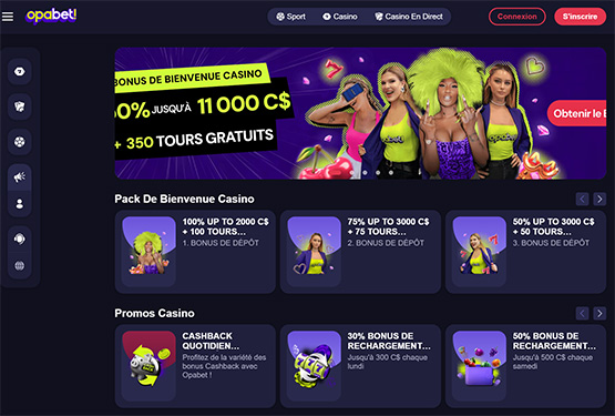 Page des promotions du casino Opabet