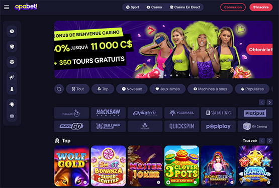 Page principale du casino Opabet