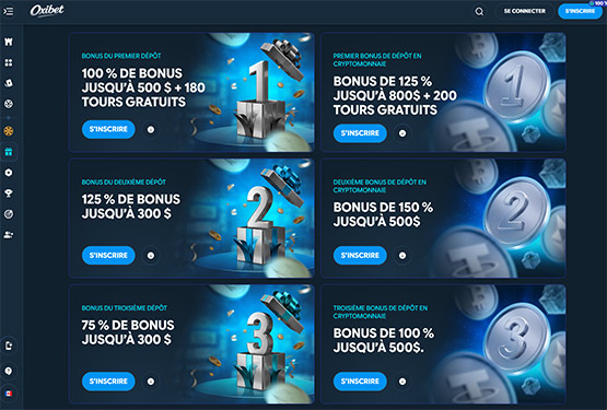 Page des promotions du casino Oxibet