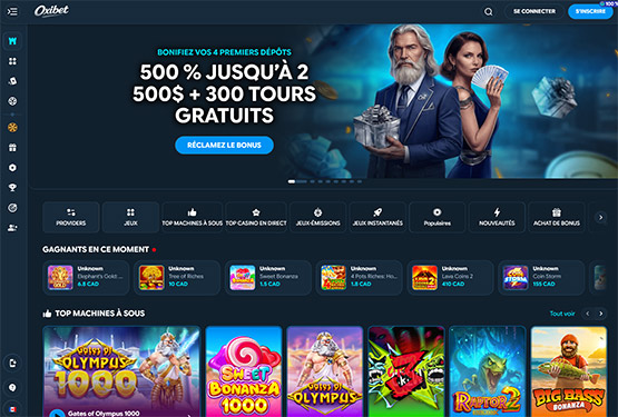 Page principale du casino Oxibet