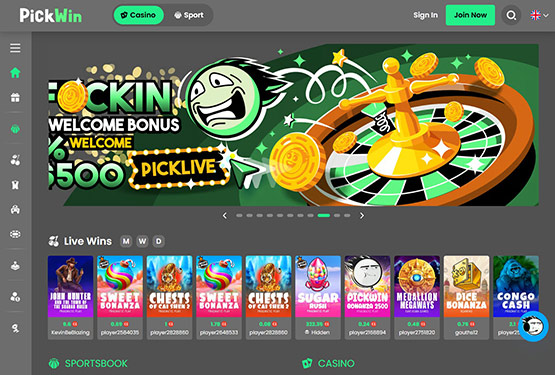 PickWin Casino Main Page