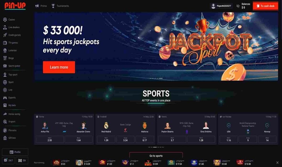 Pin-Up casino main page