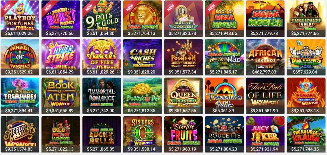 List of Jackpot Slots of Platinum Play Casino