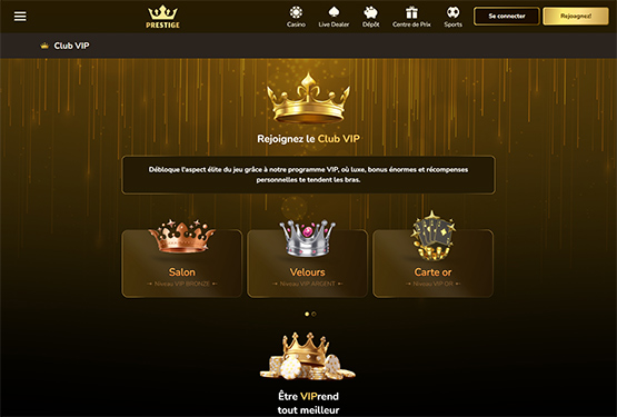 Prestige casino vip page de programmation