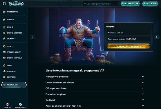 Ragnaro casino vip page de programmation