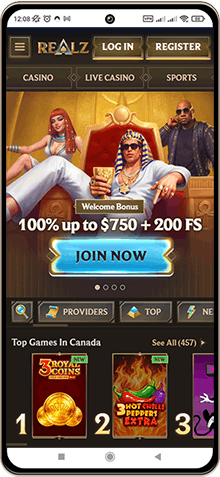 Realz Casino - Mobile Screenshot