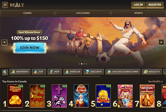Realz Casino Main Page