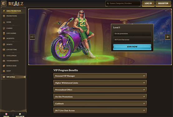 Realz Casino VIP Program