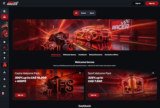 RedRacer Casino Promotions Page