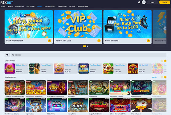 Rexbet Casino Main Page