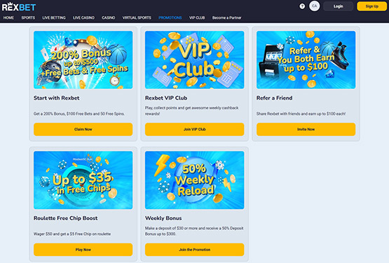 Rexbet Casino Promotions Page