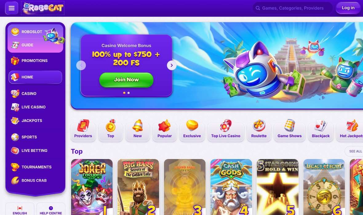 Robocat Casino main page