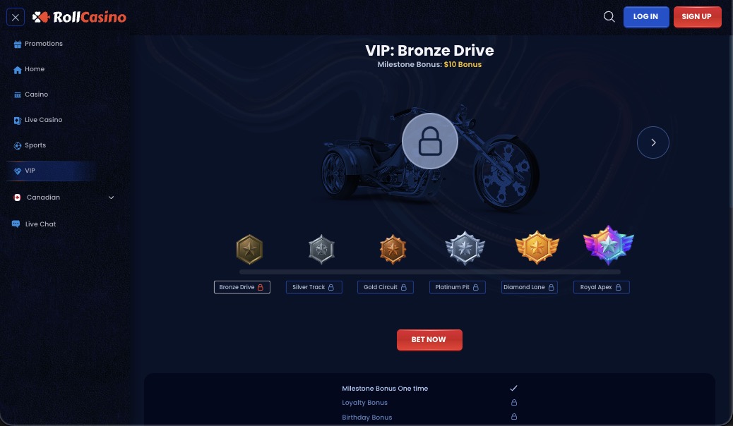 RollCasino vip page