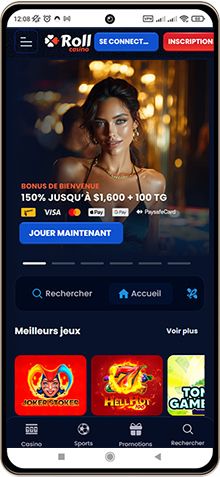 Capture d'écran de la page principale de RollCasino sur mobile