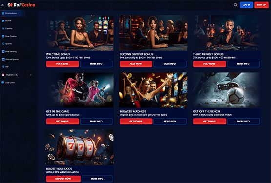 RollCasino promotions page