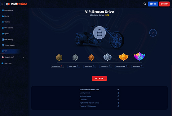 RollCasino vip page