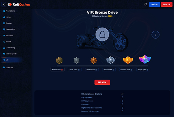 RollCasino vip page