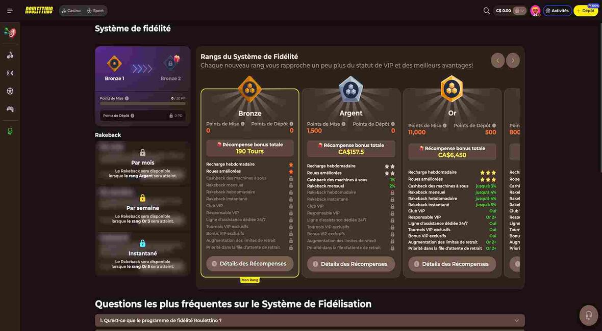 Roulettino casino vip page de programmation