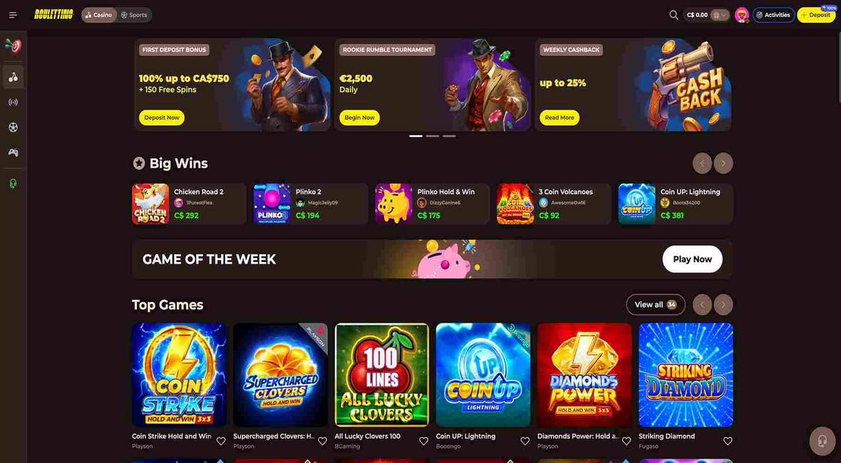 Roulettino casino main page
