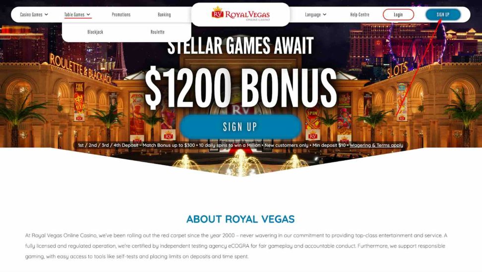 Royal Vegas Casino registration process step 1