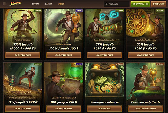 Page des promotions du casino Sankra