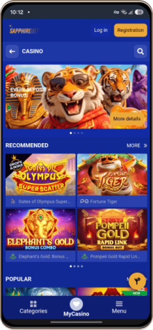 SapphireBet Casino Mobile Screenshot