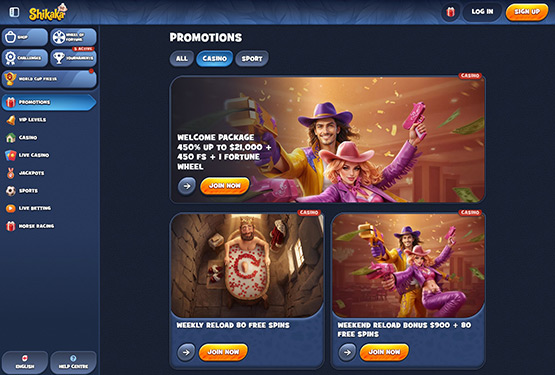 Shikaka Casino Promotions Page