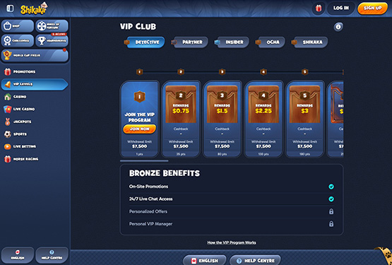 Shikaka Casino VIP Program