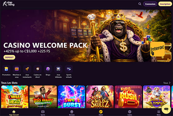 Page principale du casino SlapKong