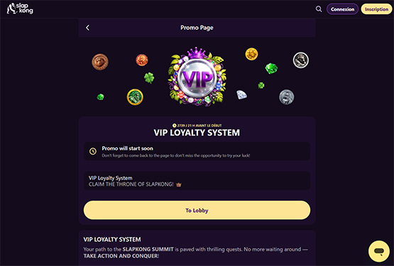 Programme VIP SlapKong Casino
