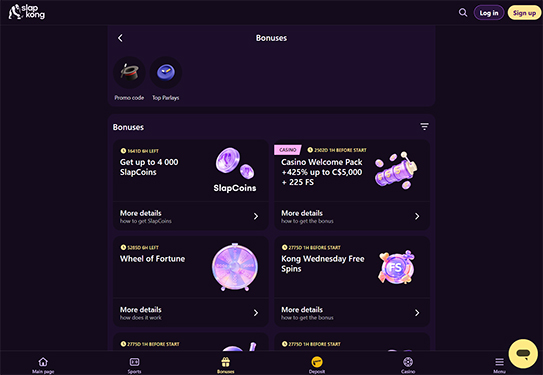 SlapKong Casino Promotions Page