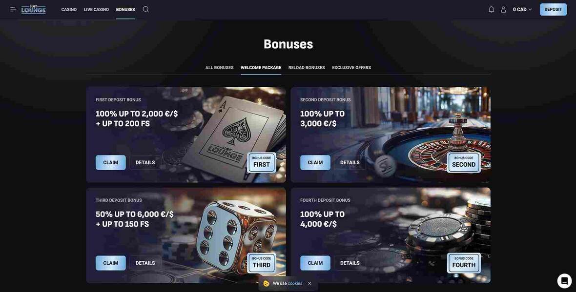 Page des promotions du casino Slotlounge
