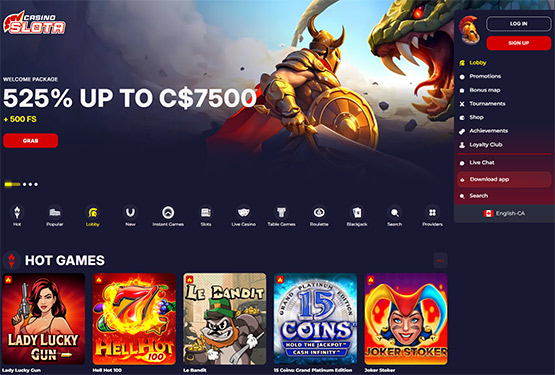 Slota Casino Main Page