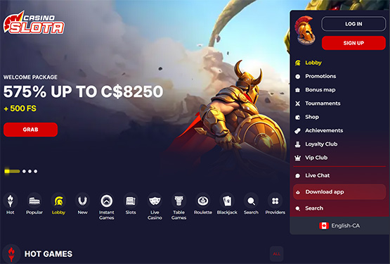 Slota Casino Main Page