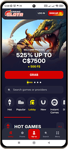 Slota Casino Mobile Screenshot