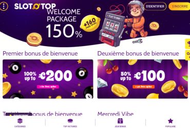 Slototop Casino - page promotionnelle