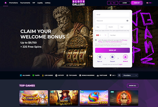 Slots Gallery casino main page